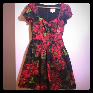 ModCloth vintage black red with red flowers